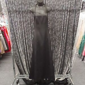 Satin Halter A-Line Black Gown